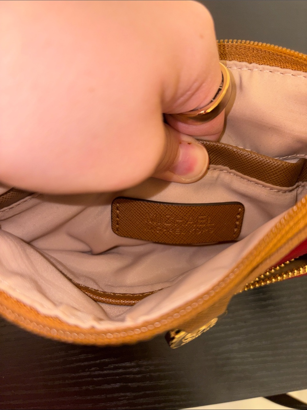 MICHAEL Michael Kors Red Crossbody with Tan Trim and Gold Hardware - Picture 6 of 7